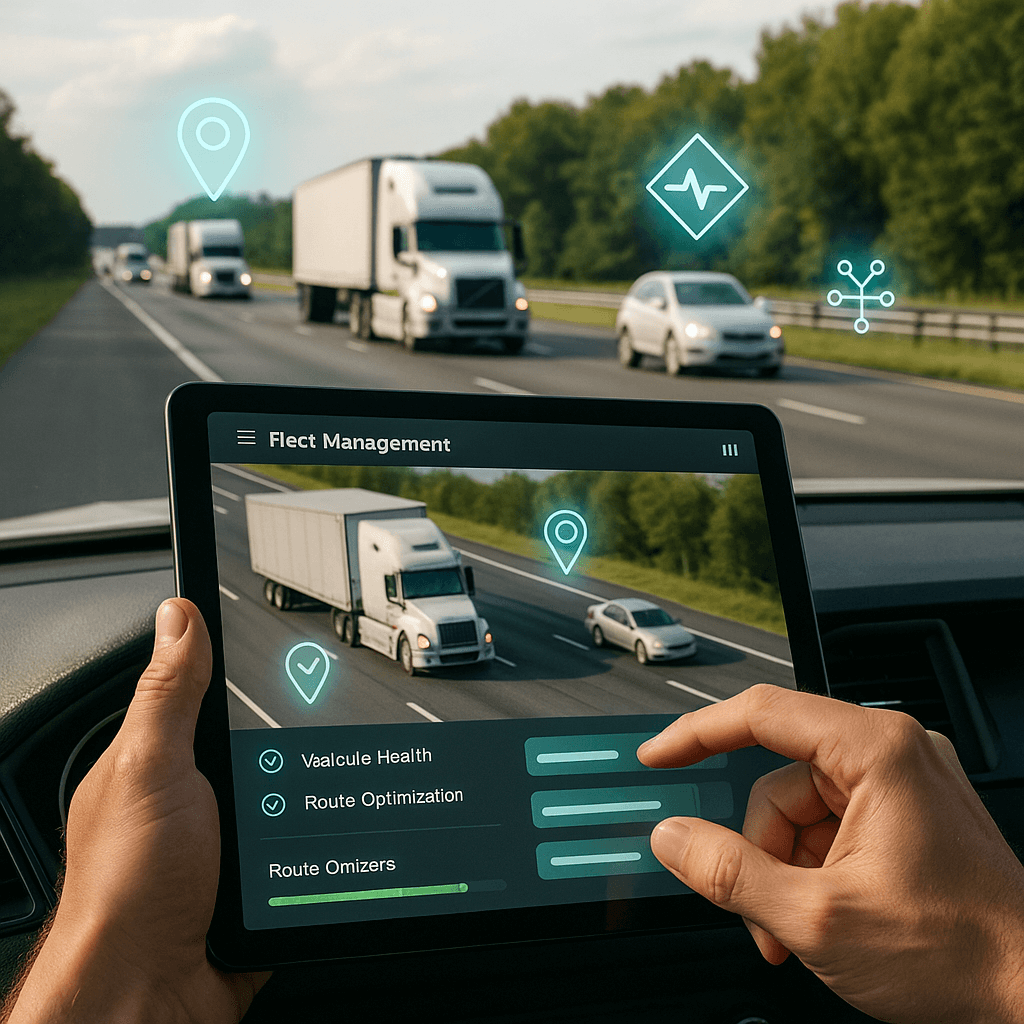 Fleet management dashboard on tablet