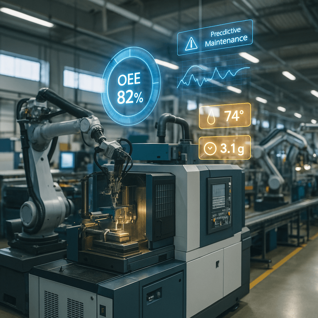 Factory floor with connected machinery