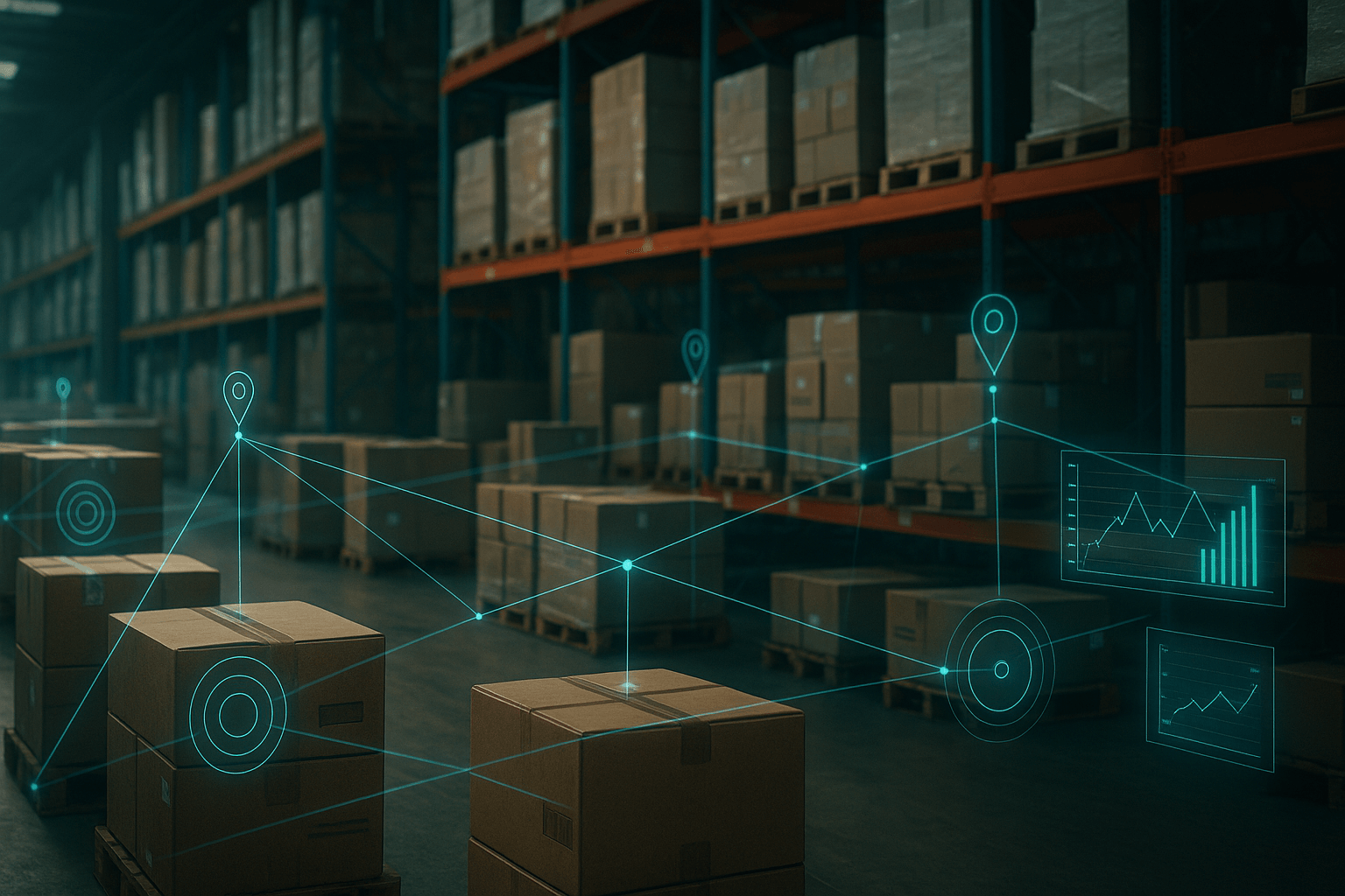Warehouse with IoT tracking system